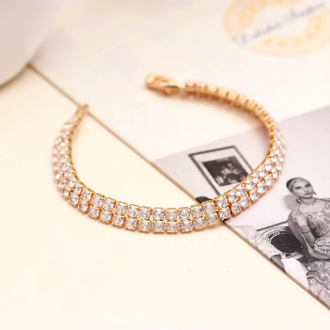 Rose Gold Two-Row Tennis Bracelet