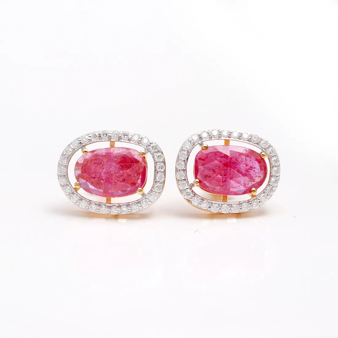 Uncut Ruby Halo Studs