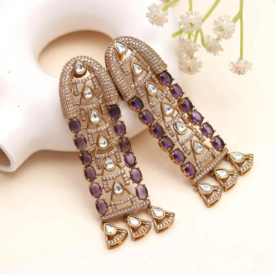 Amethyst Pillar Chandelier Earrings