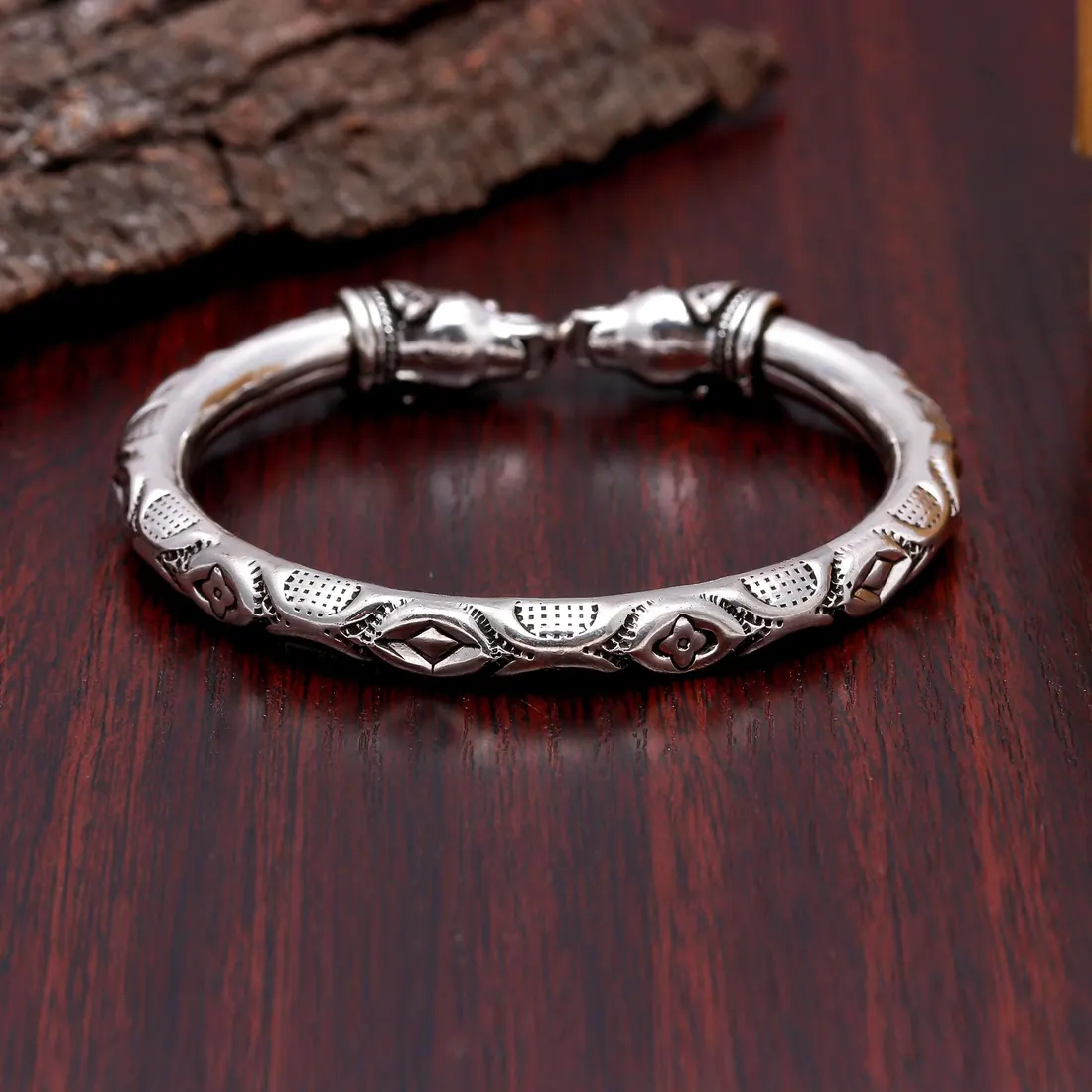 Oxidised Silver Kada Bangle